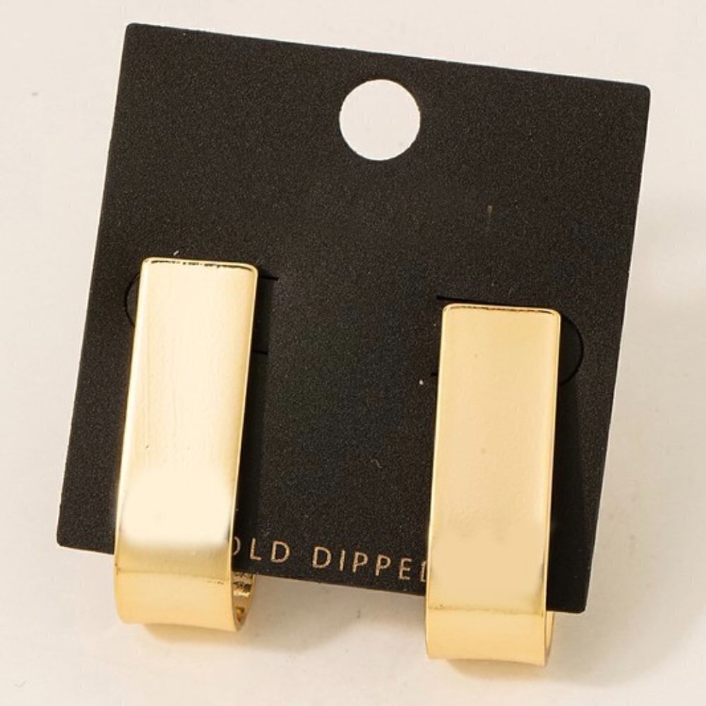 Gold Dipped J Shaped Hoop Earrings 30$